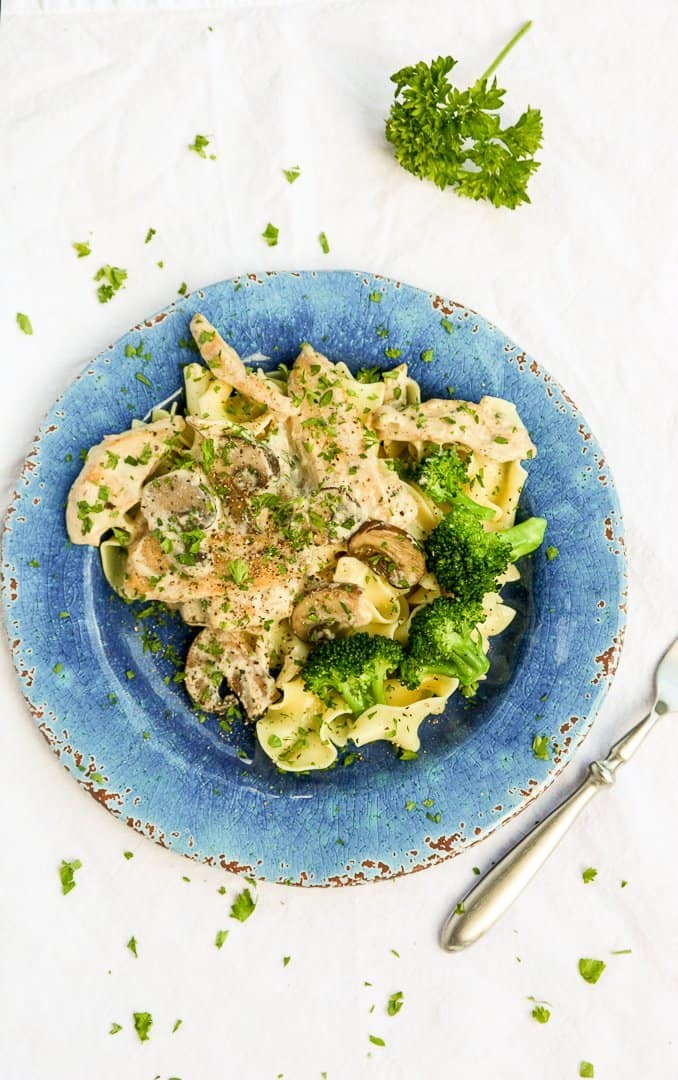A plate of food with broccoli